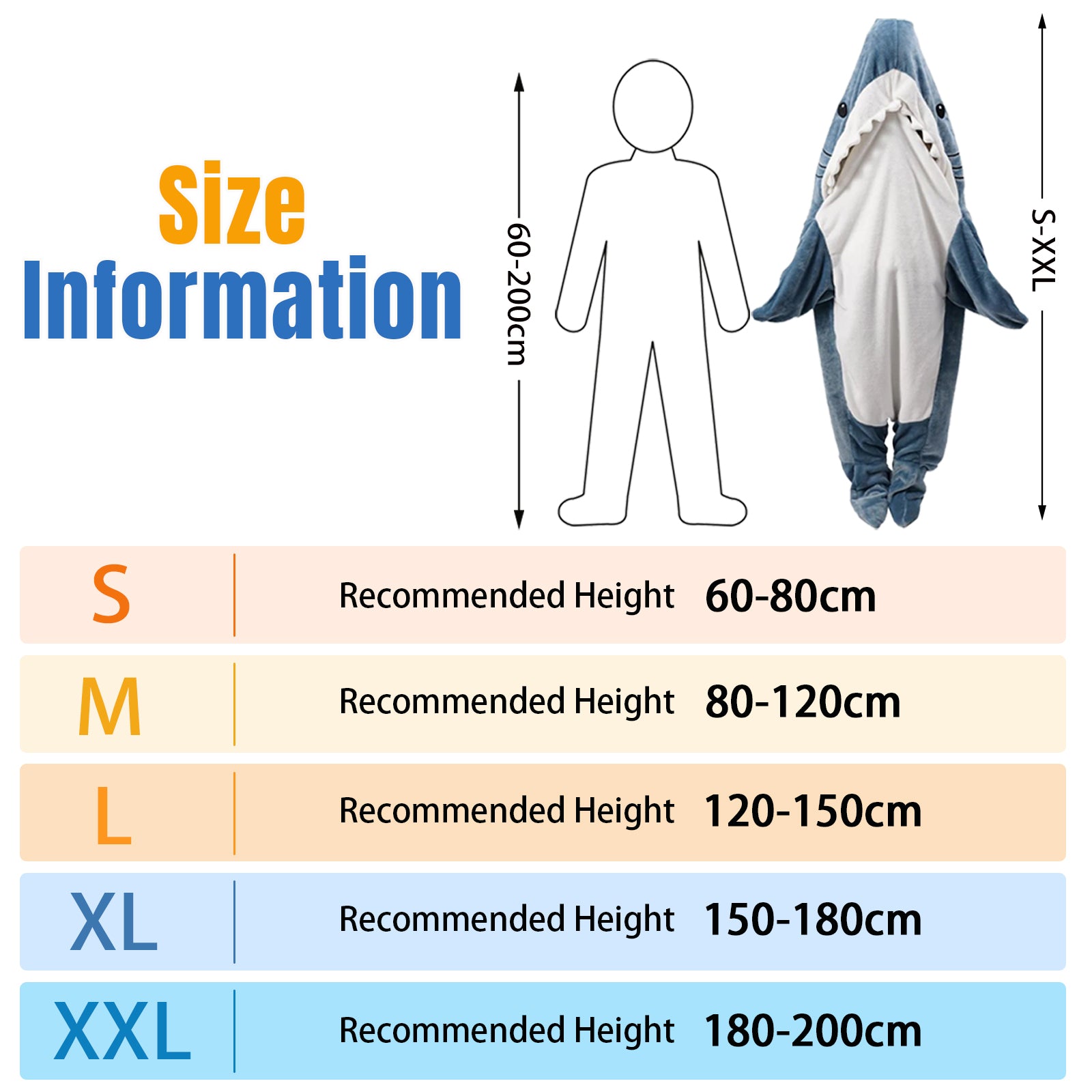 QUSLLIS Hai Kostüm Hai Decke – Marshmallow Decke mit Kapuze, Weicher Flanell Onesie Schlafsack Tragbare Decke für Erwachsene Kinder - L