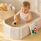 Baignoire pliable bébé - Multifonction et portable pour enfants 0-8 ans, Baignoire enfant pliable pour douche avec bouchon de vidange, Économisante en espace, Solution pratique et spacieuse, Beige