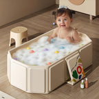 Baignoire pliable bébé - Multifonction et portable pour enfants 0-8 ans, Baignoire enfant pliable pour douche avec bouchon de vidange, Économisante en espace, Solution pratique et spacieuse, Beige